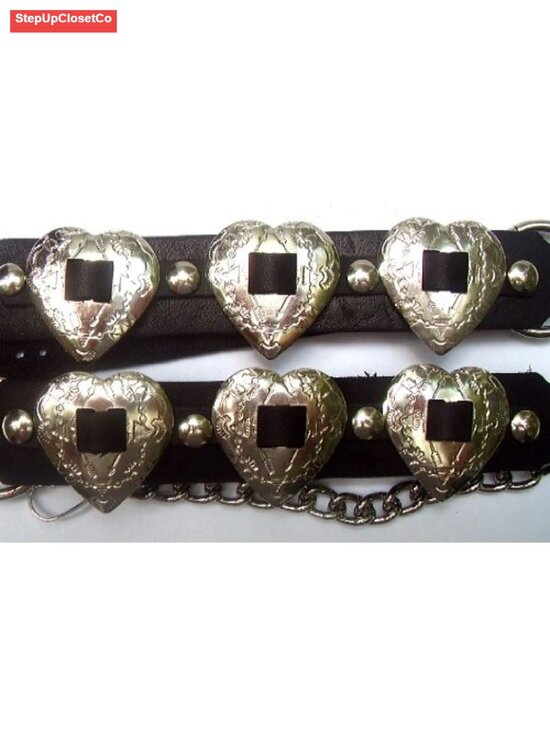 Genuine Topgrain Leather Western Harness Strap Chains with Heart Conchos main image 4